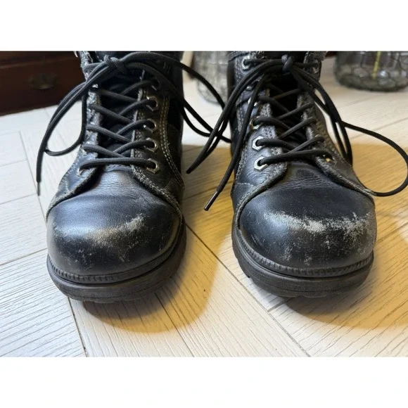 Harley Davidson Women Tyler Lace Up Chukka Ankle Boot 84280 Black Leather 8.5 - Picture 5 of 13